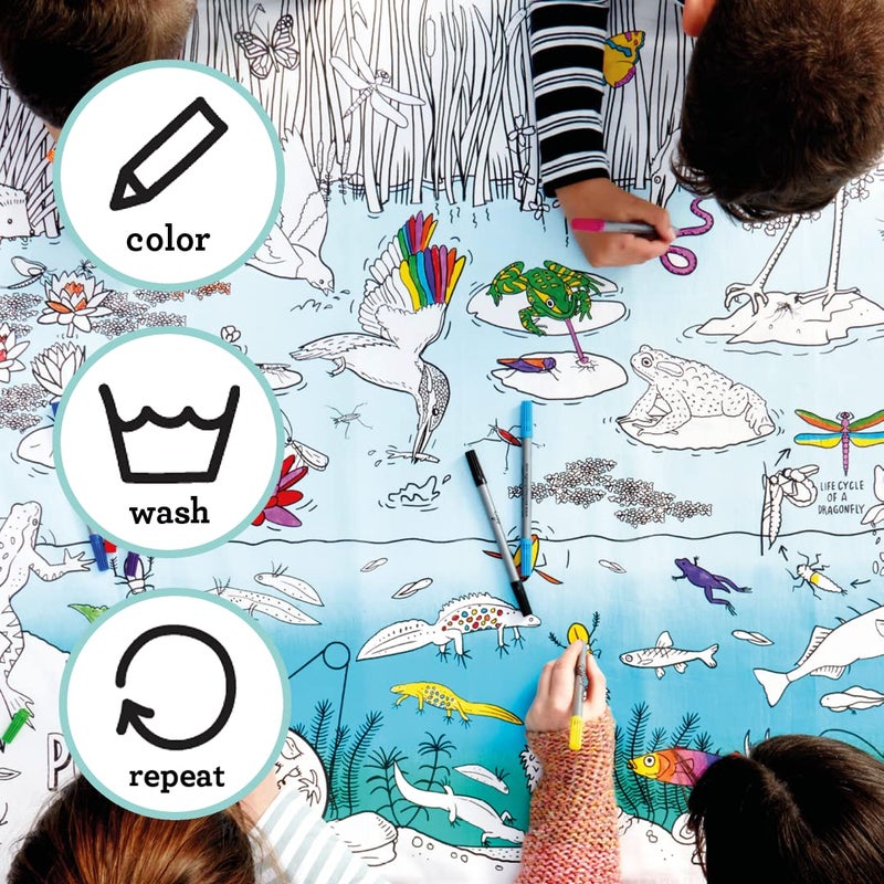 eatsleepdoodle Coloring Wildlife Giant Tablecloth for Kids â€“ Reusable Washable Table Cover with 10pcs Washable Markers, Fun Arts & Crafts for Boys & Girls, Activity Blanket for Parties, Birthdays - Image 5